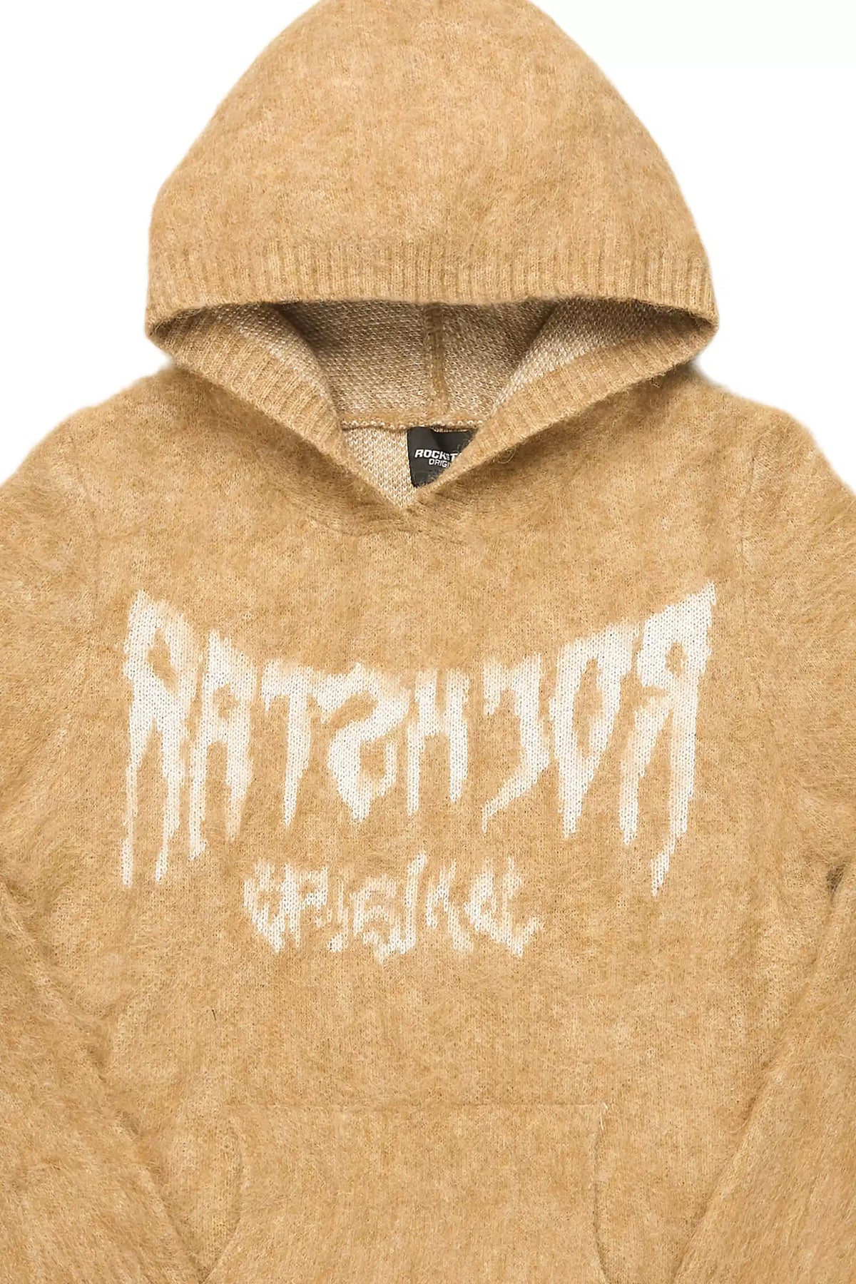 Andreas Beige Reflected Graphic Knitted Hoodie