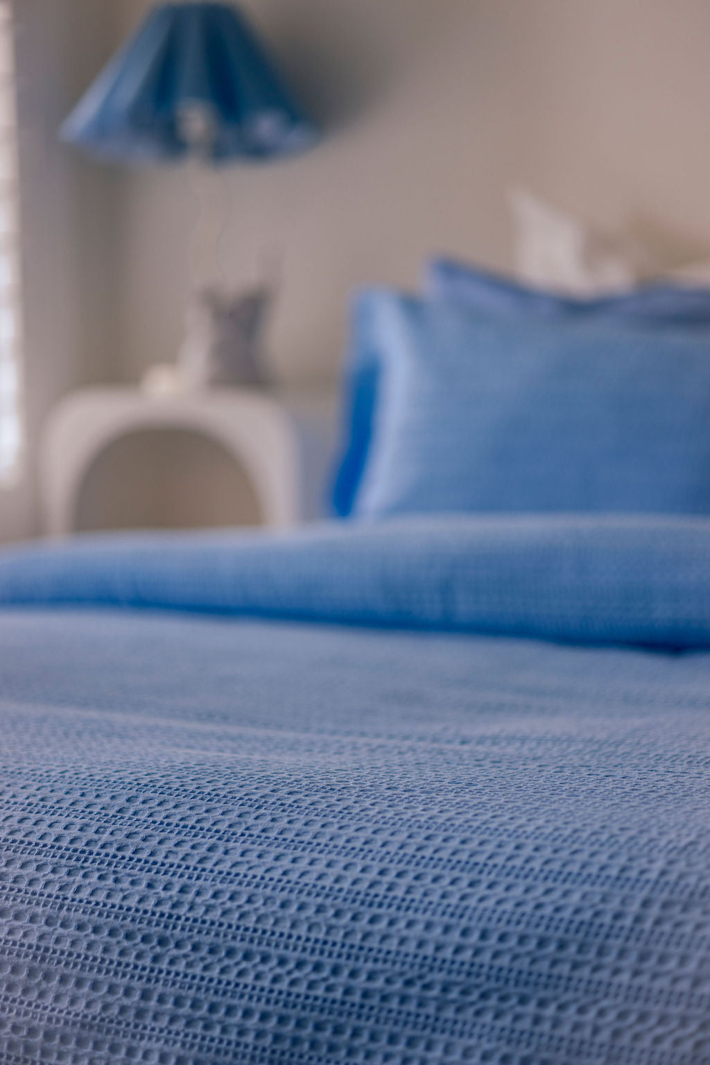 Jacquard Waffle Duvet Cover Blue Bell