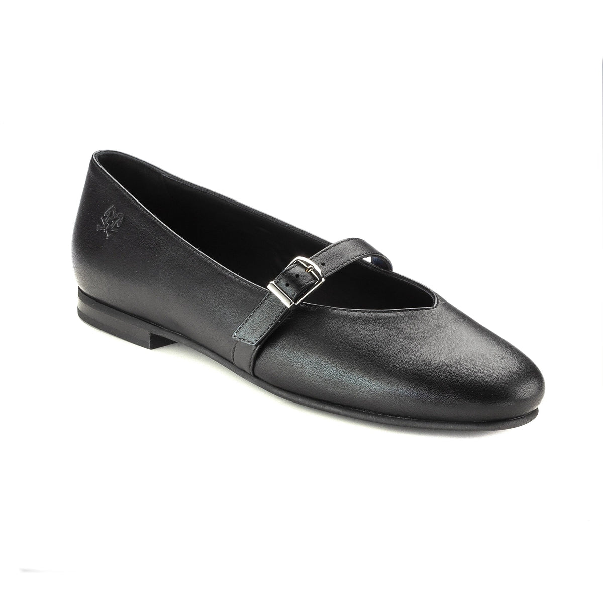 1598 - Black Leather Teens Dressy Strap Shoe
