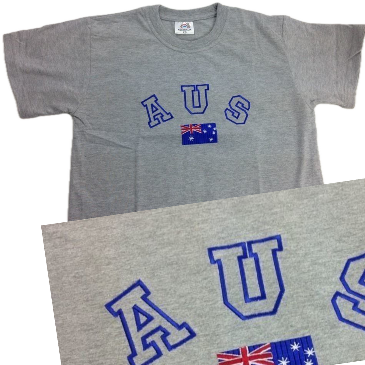 10X Adult Australian Aus Flag Souvenir T Shirt Bulk Pack Grey Cotton Blend Tee Top