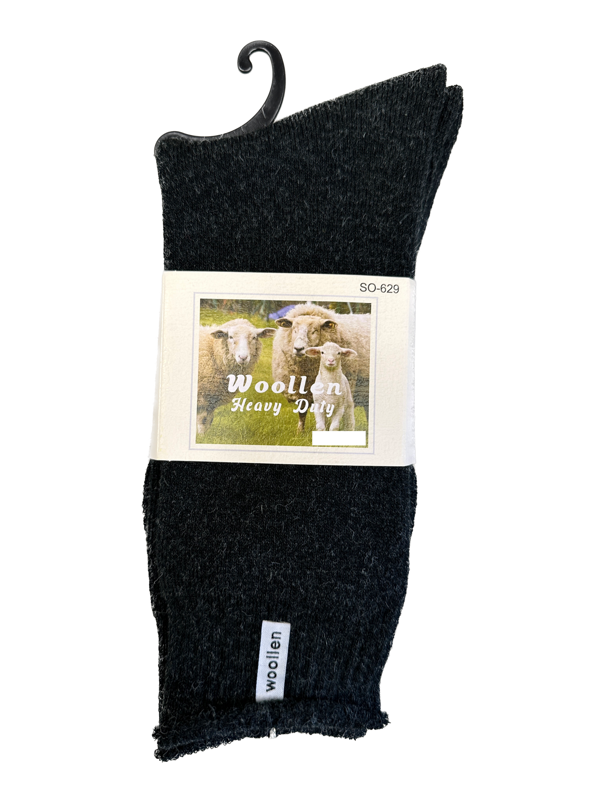 1 Pair Black Premium Mens Wool Socks - Heavy Duty Thick Work Socks w/ Cushion