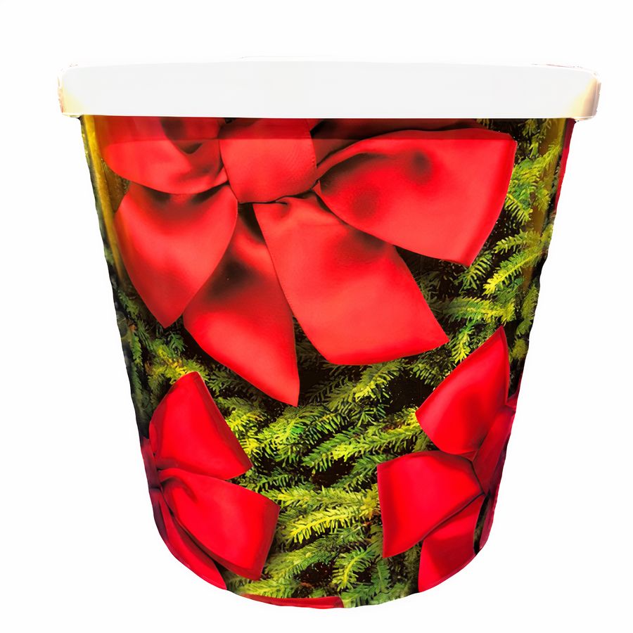 Argires Snacks Holiday Red Bows Tub Cheddarcorn & Caramel corn Mix (Seasonal, ships November - January) - 1 GAL 1 Pack