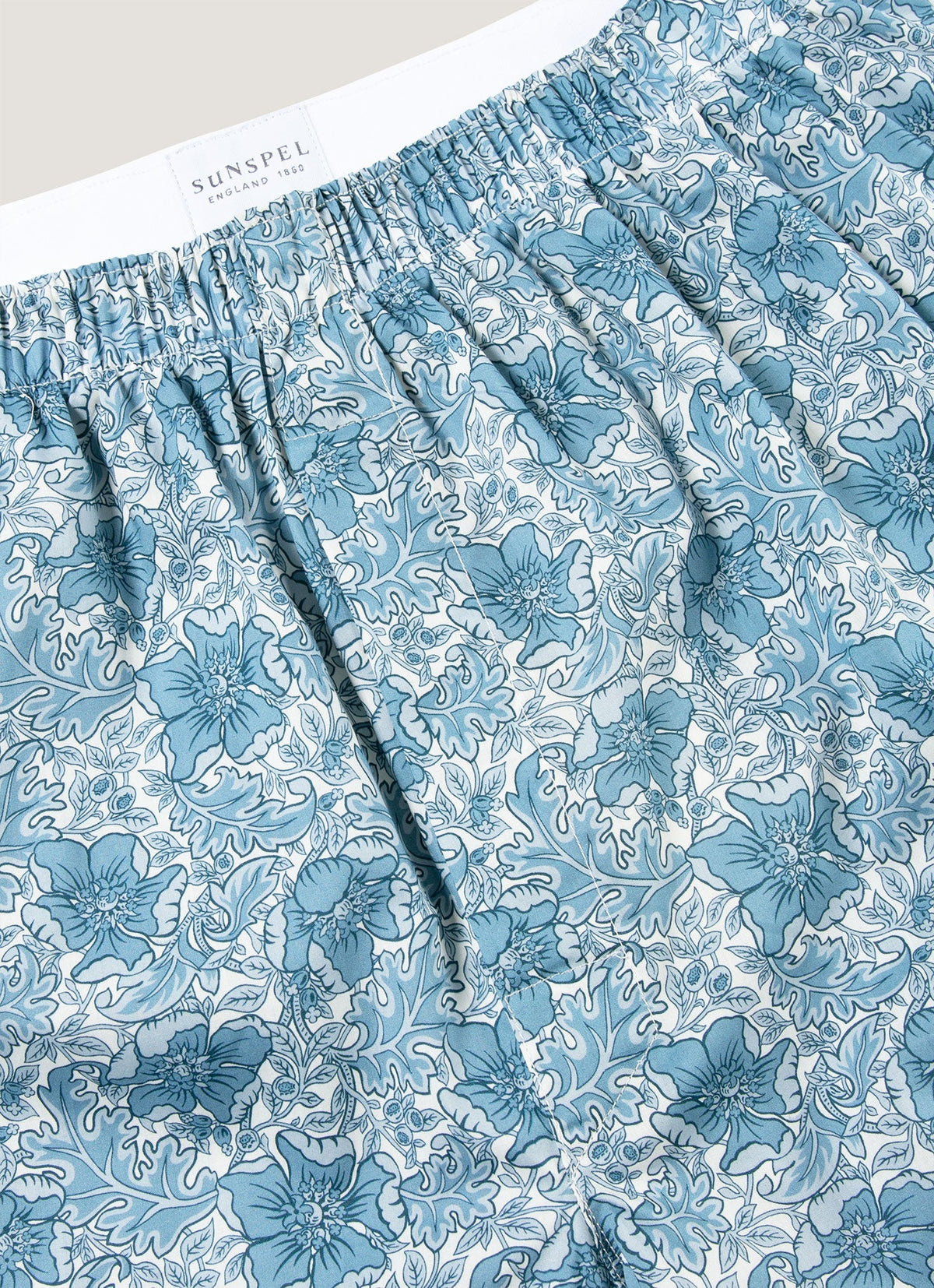 Mens Classic Boxer Shorts In Liberty Fabric In Stone Blue Floral Mbox4701L Buxb