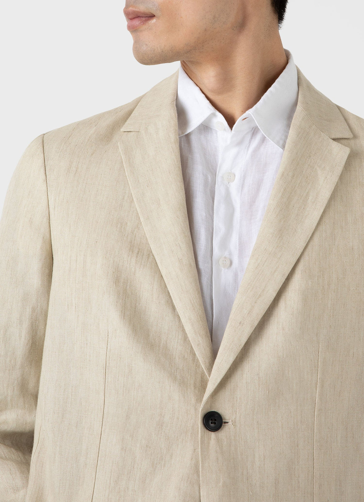 Mens Linen Unstructured Blazer In Light Sand Mjac7075 Brdv