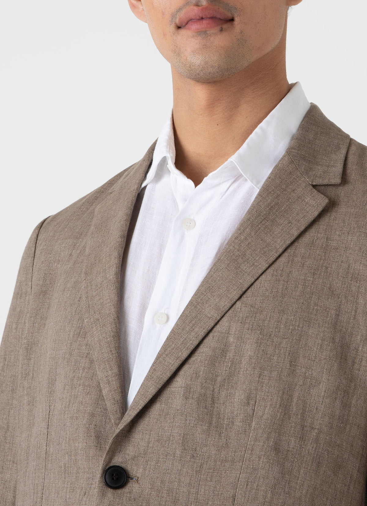Mens Linen Unstructured Blazer In Dark Sand Mjac7075 Brey