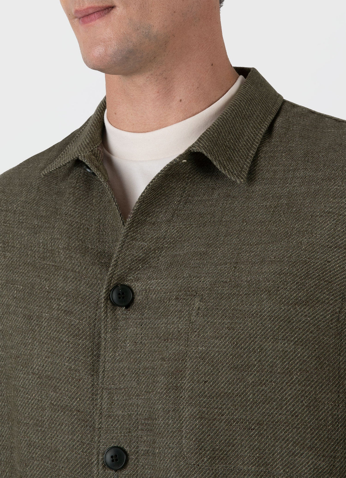 Mens Cotton Linen Twill Twin Pocket Jacket In Khaki Mjac7166 Gngy