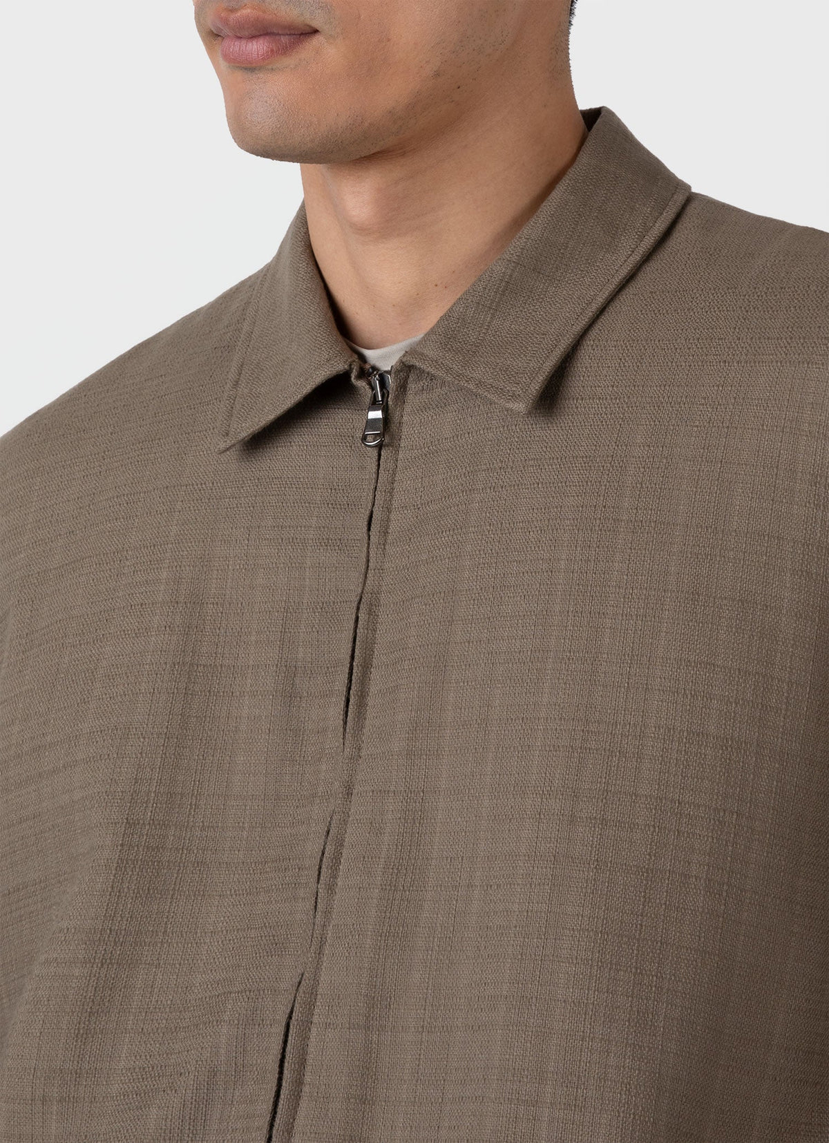 Mens Cotton Raffia Blouson Jacket In Dark Stone Mjac7167 Whdc
