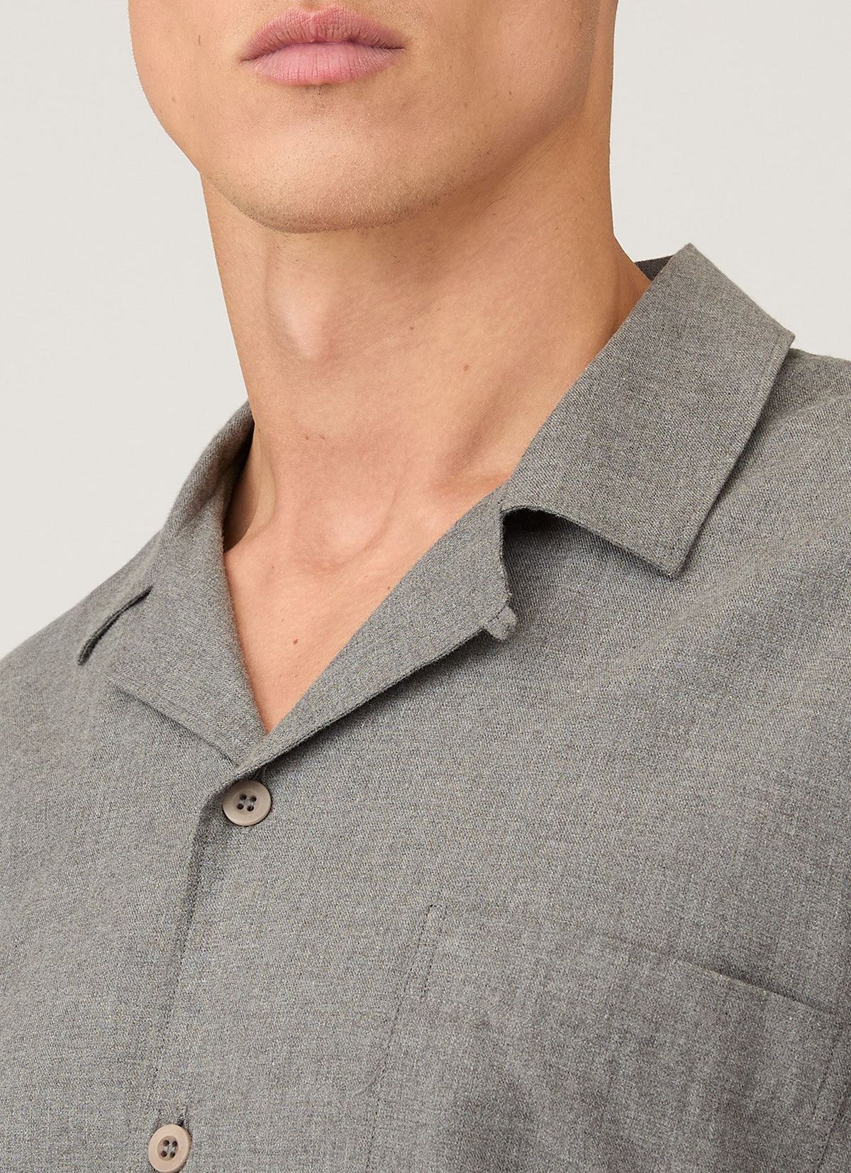 Men S Pyjama Shirt In Mid Grey Melange