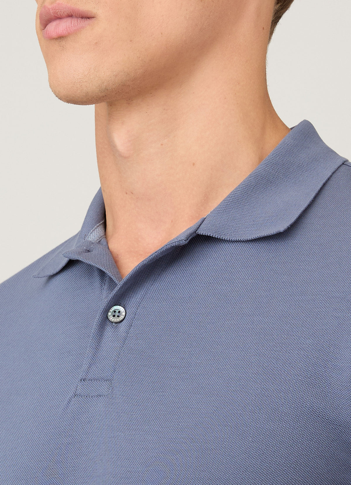 Mens Pique Polo Shirt In Selvedge Blue Mpol1028 Buwf