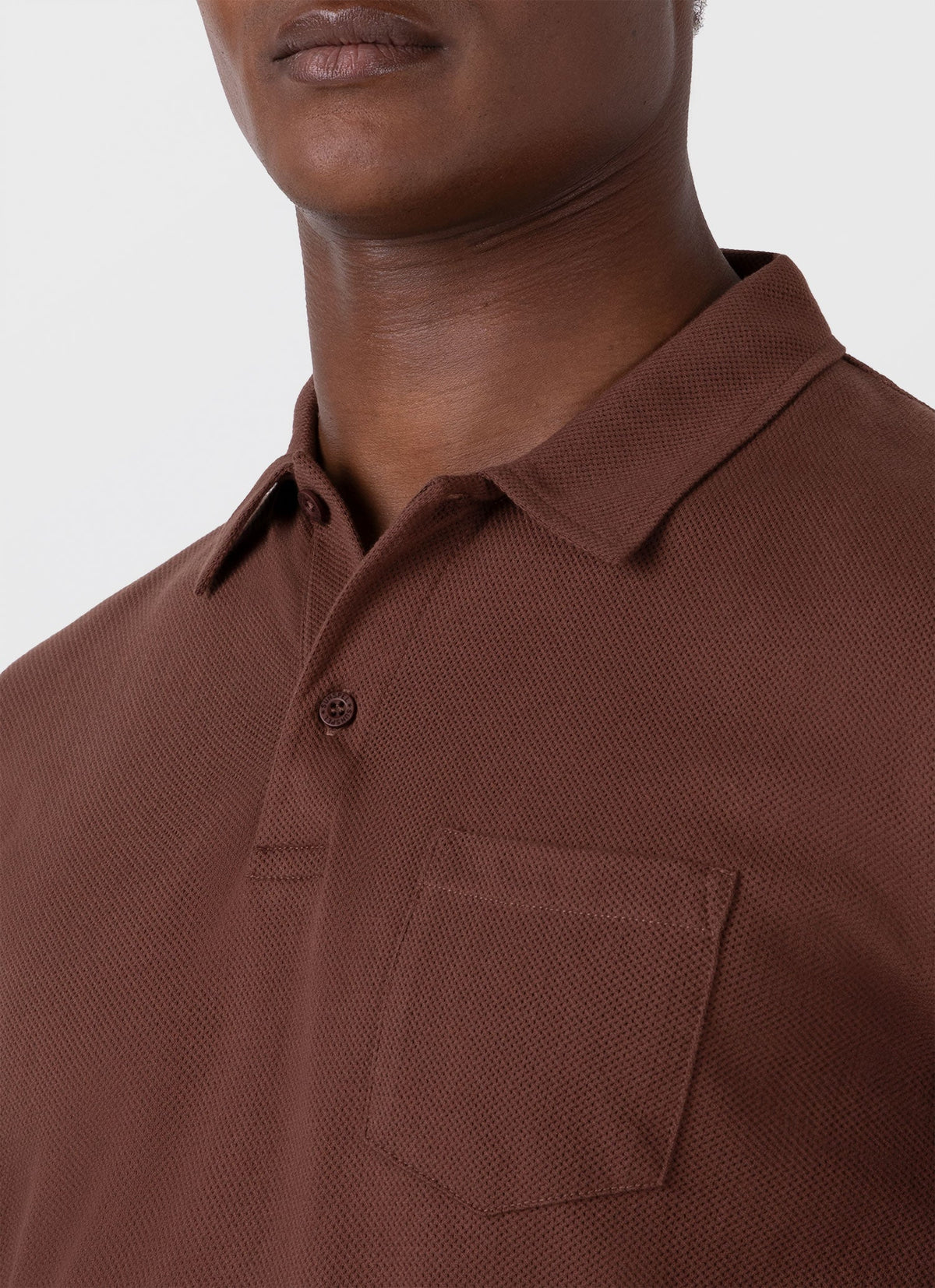 Mens Long Sleeve Riviera Polo Shirt In Cocoa Brown Mpol1031 Brfn
