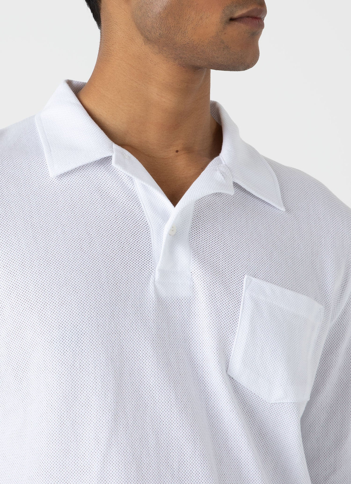 Mens Long Sleeve Riviera Polo Shirt In White Mpol1031 Whaa