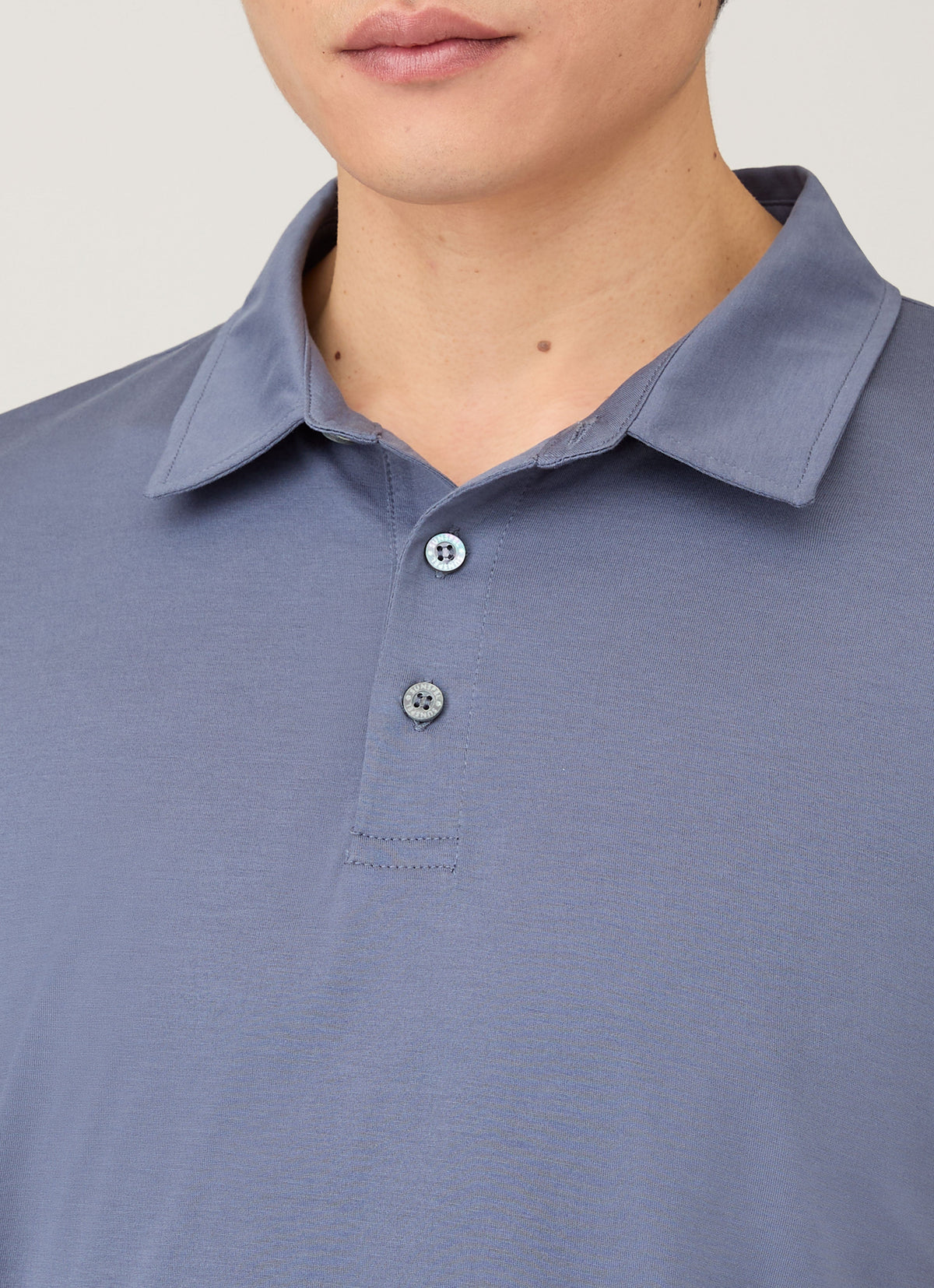 Mens Classic Jersey Polo Shirt In Selvedge Blue Mpol1052 Buwf
