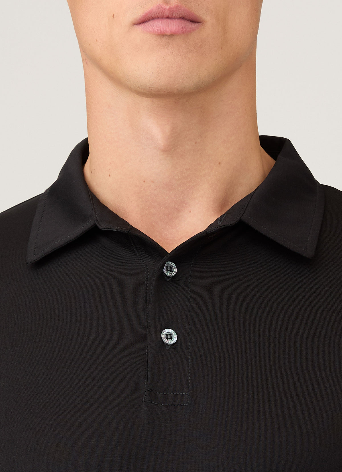 Mens Long Sleeve Classic Jersey Polo Shirt In Black Mpol1054 Bkaa