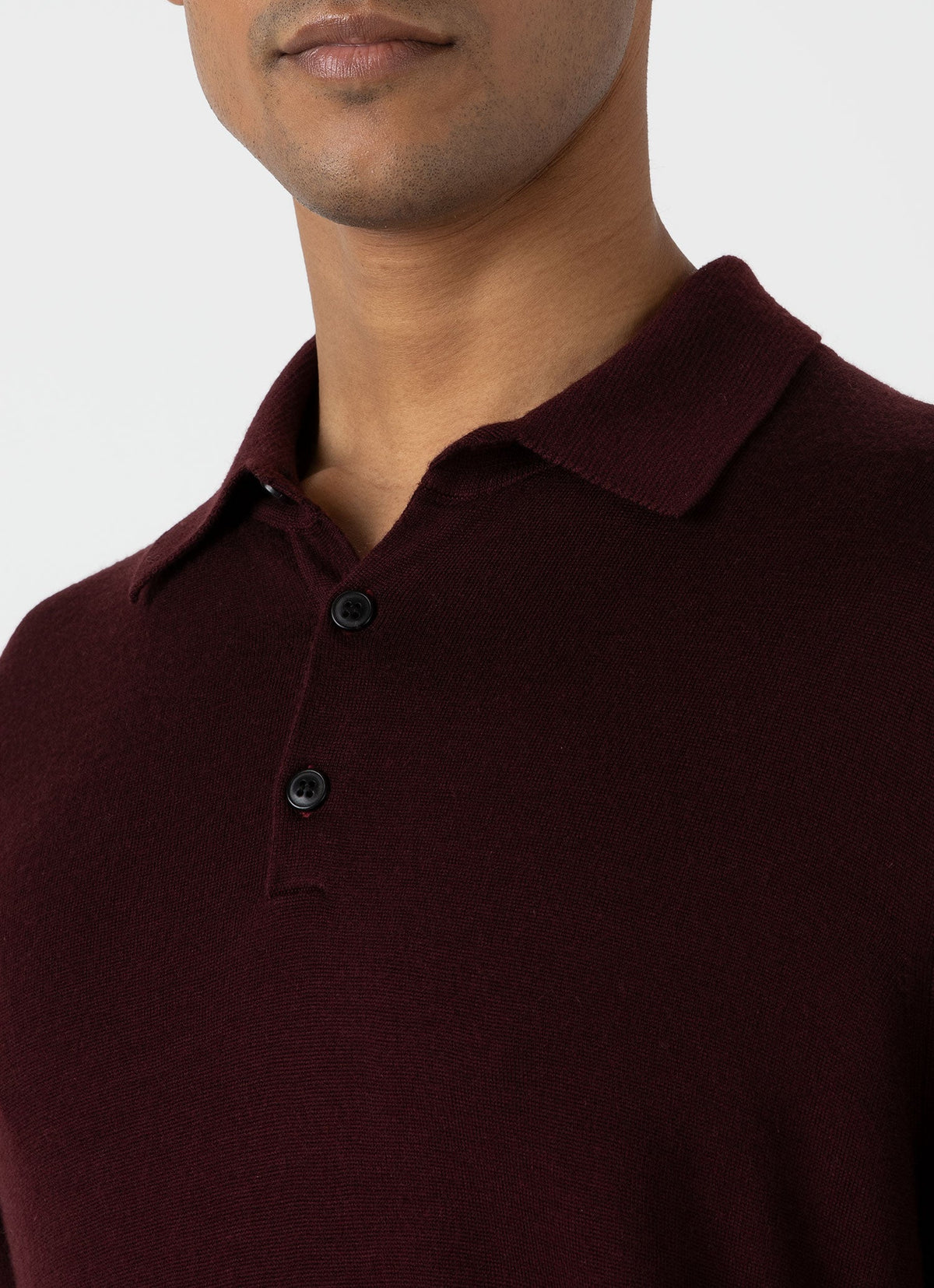 Mens Fine Merino Wool Polo Shirt In Port
