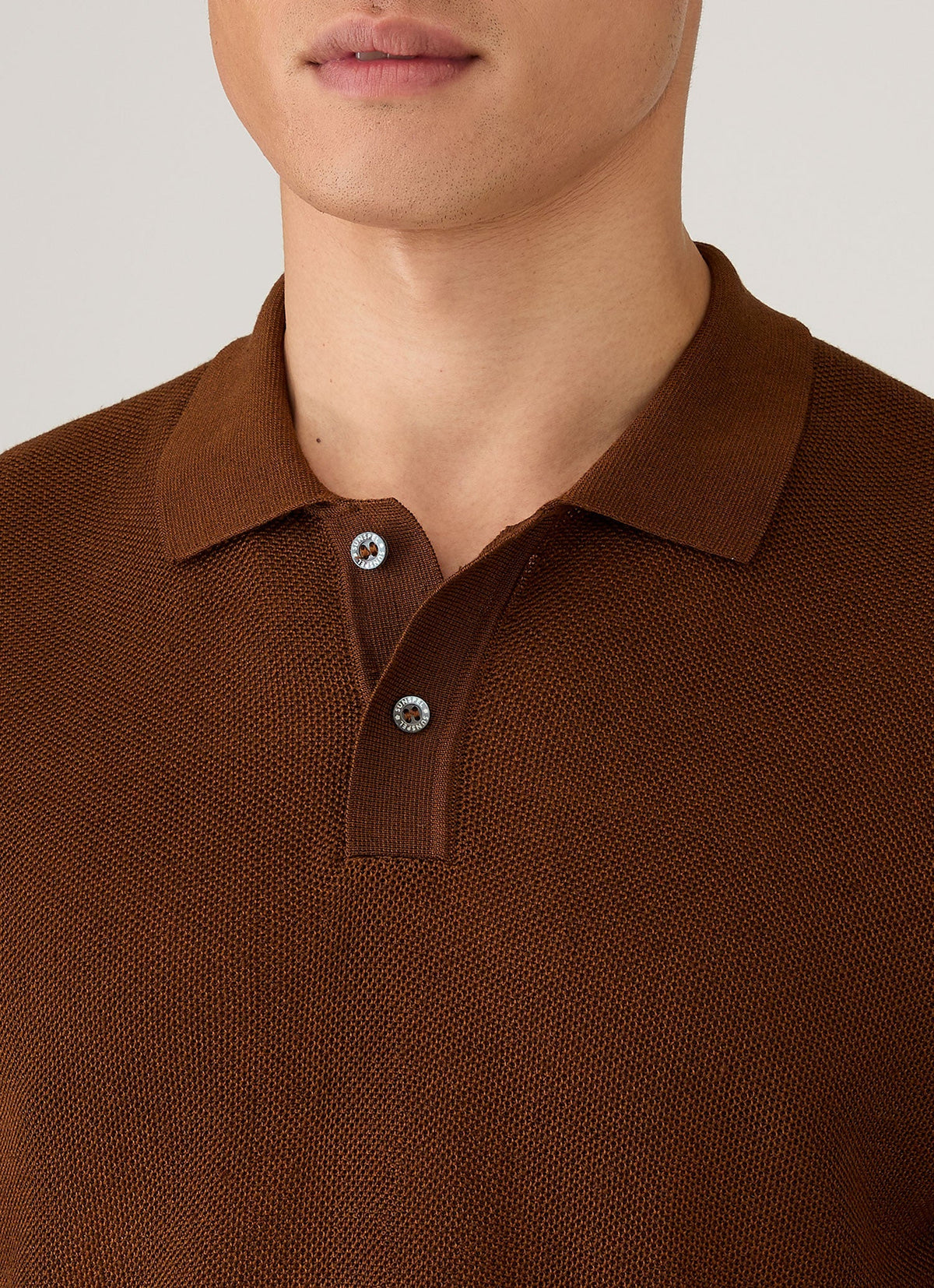 Mens Silk Linen Honeycomb Polo In Bronze Mpol8312 Brgu