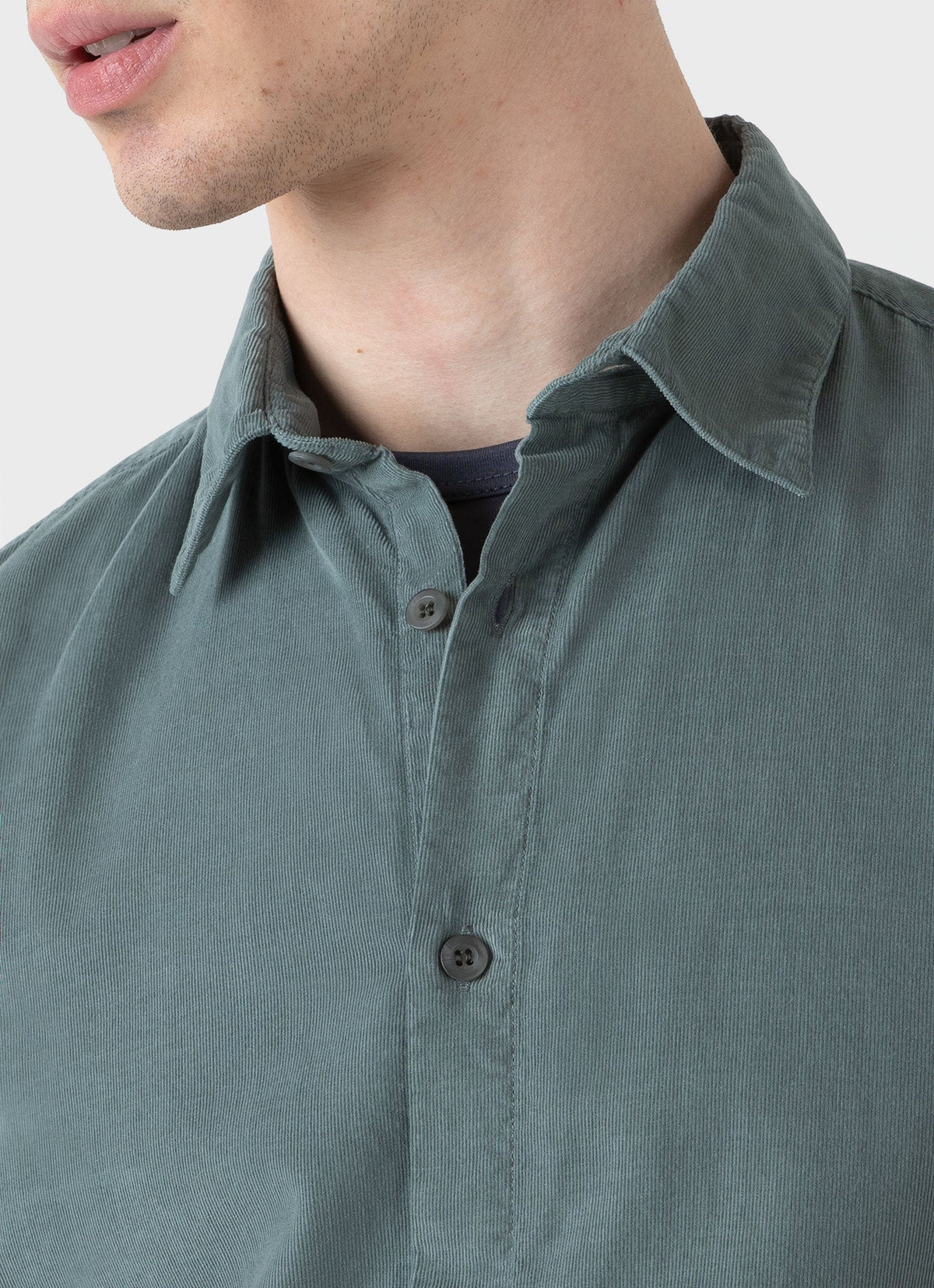 Mens Fine Cord Shirt In Smoke Green Msht2058 Gnhp