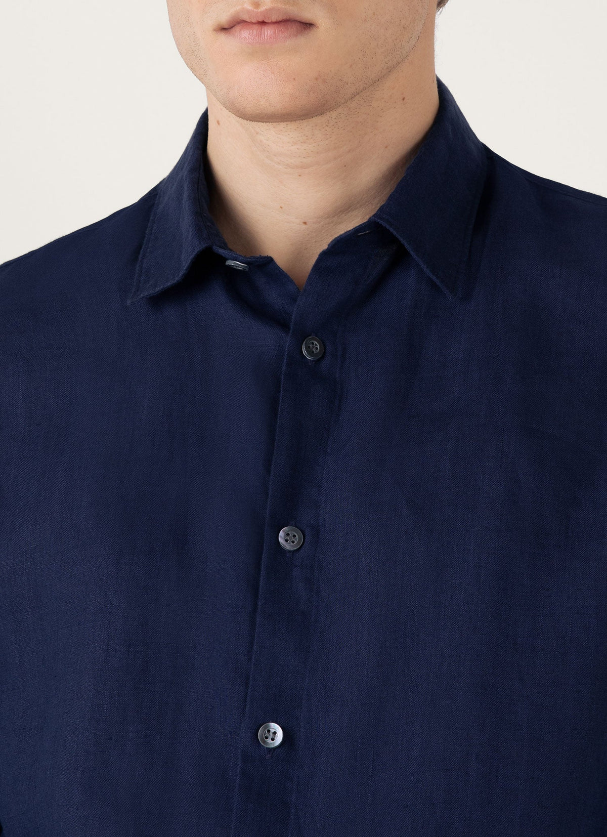 Mens Linen Shirt In Navy Msht2106 Buaa