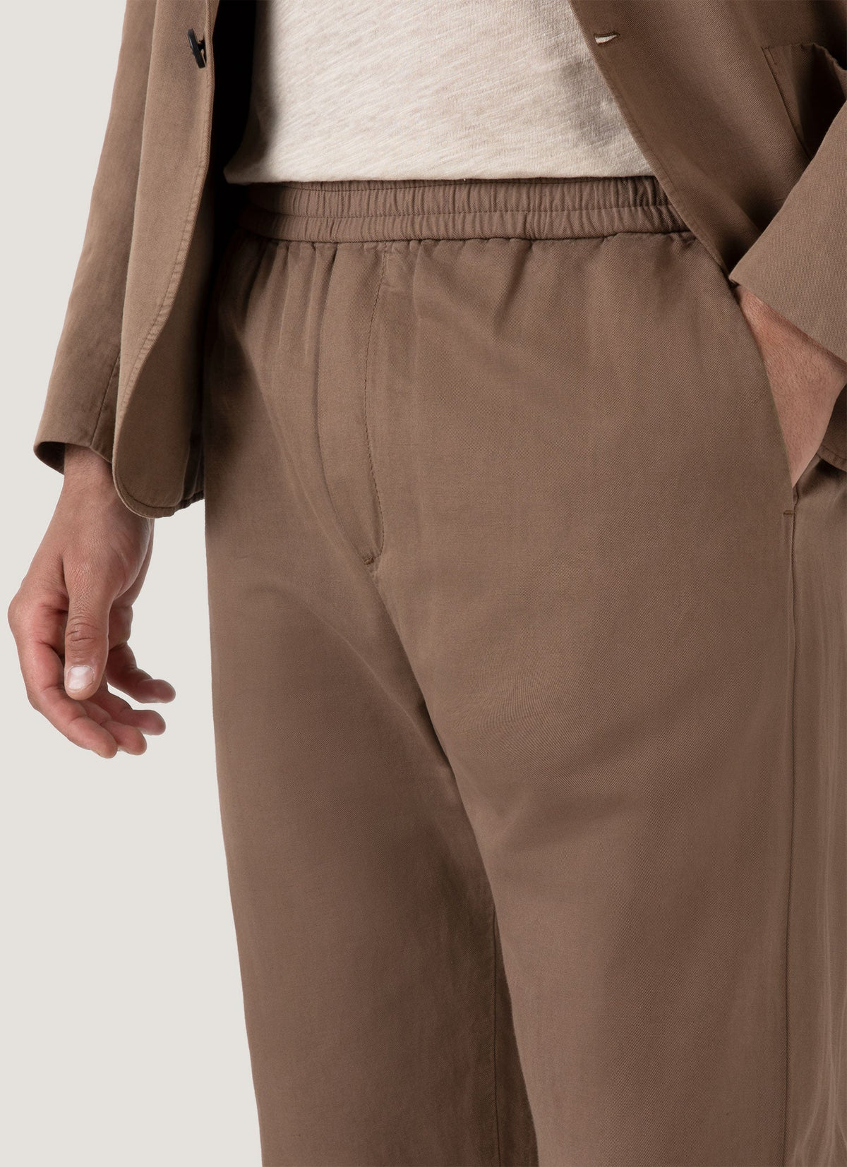 Drawstring Trouser In Dark Tan