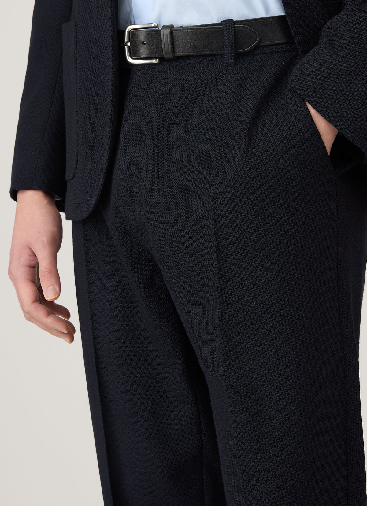Mens Textured Wool Trouser In Navy Mtrs3116 Buaa