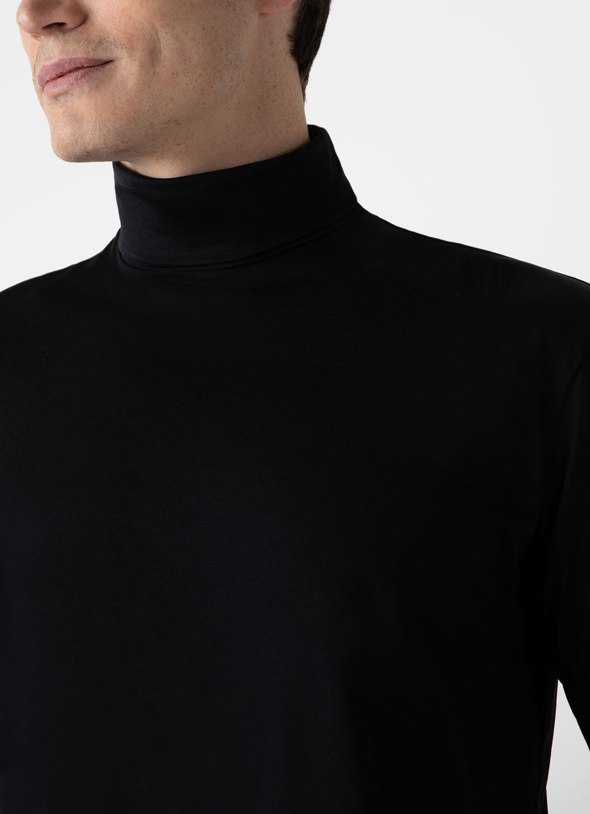 Mens Long Sleeve Roll Neck In Black