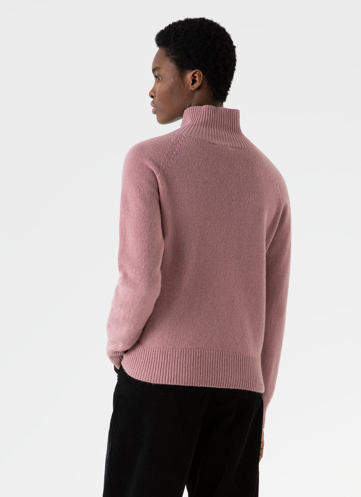 Womens Lambswool Funnel Neck Jumper In Vintage Pink Wjum8052 Pkbh