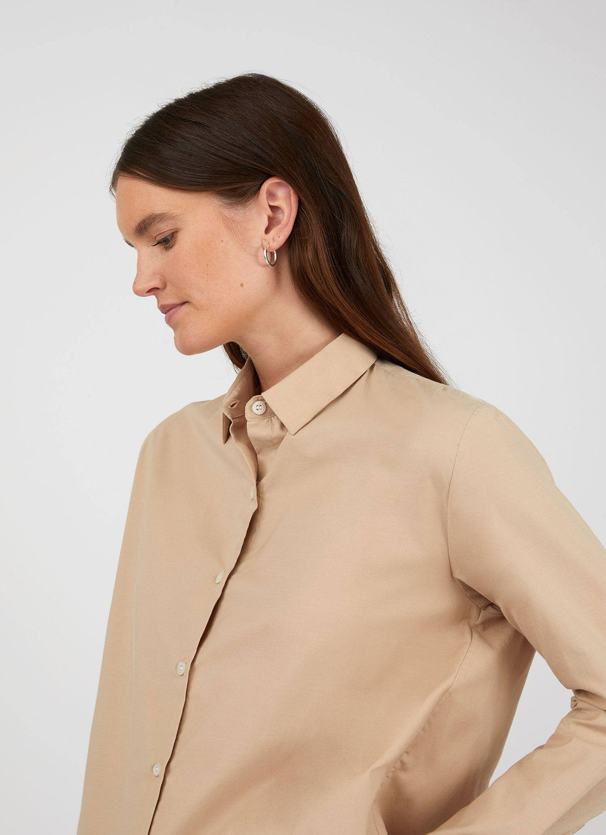 Womens Cotton Shirt In Stone