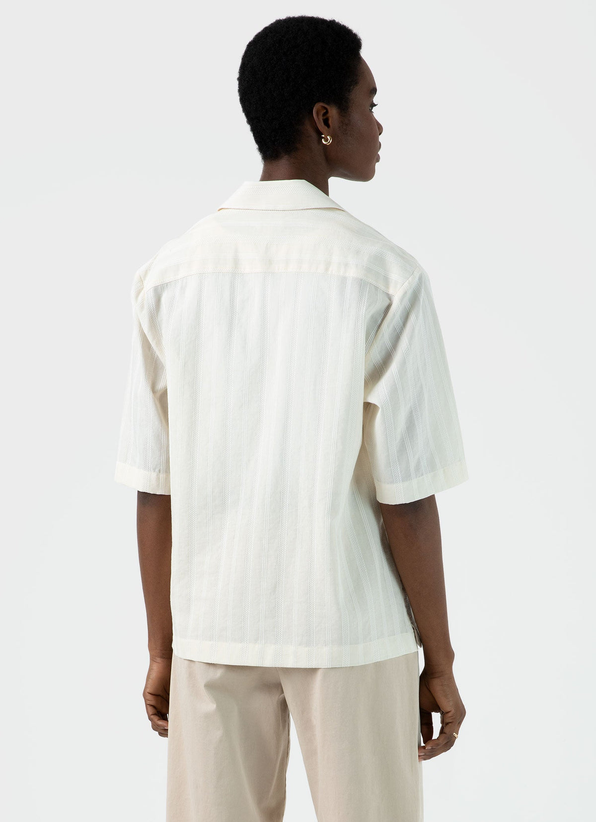 Womens Camp Collar Shirt In Ecru Wsht2039 Whcr