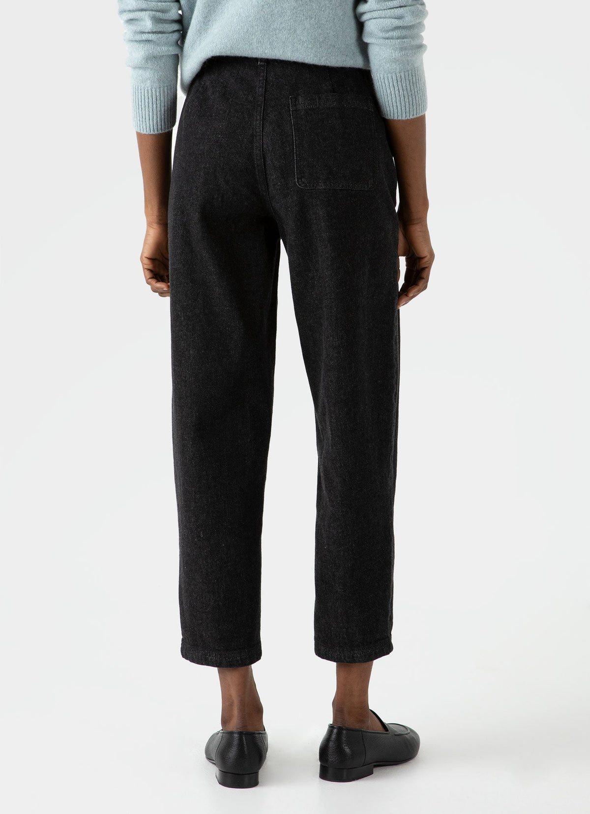 Womens Denim Tapered Trouser In Black Denim Wash Wtrs3043B Bkbi