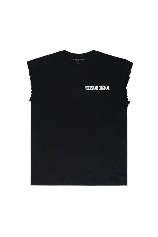 Arique Black Cut Sleeve T-Shirt