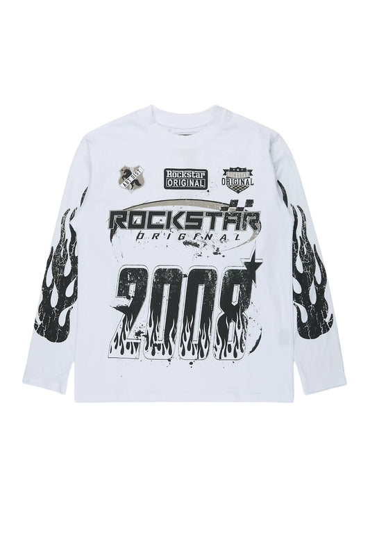 Boys Amos White Long Sleeve Graphic T-Shirt