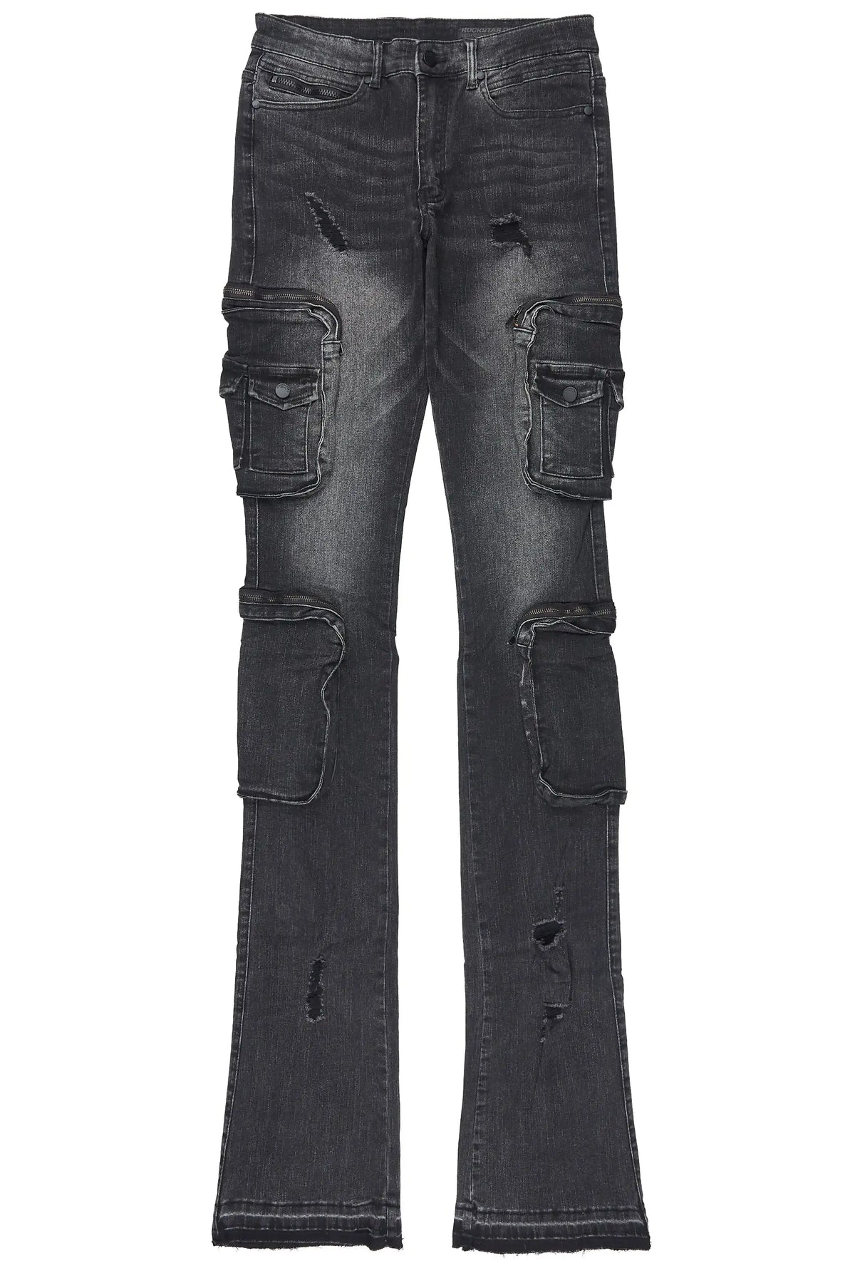 Allen Dark Grey Super Stacked Flare Jean