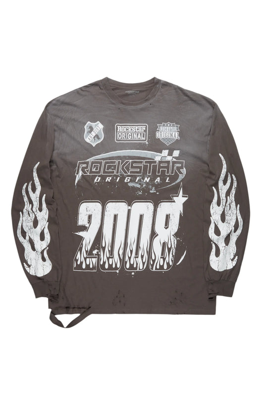 Amos Charcoal Long Sleeve Graphic T-Shirt