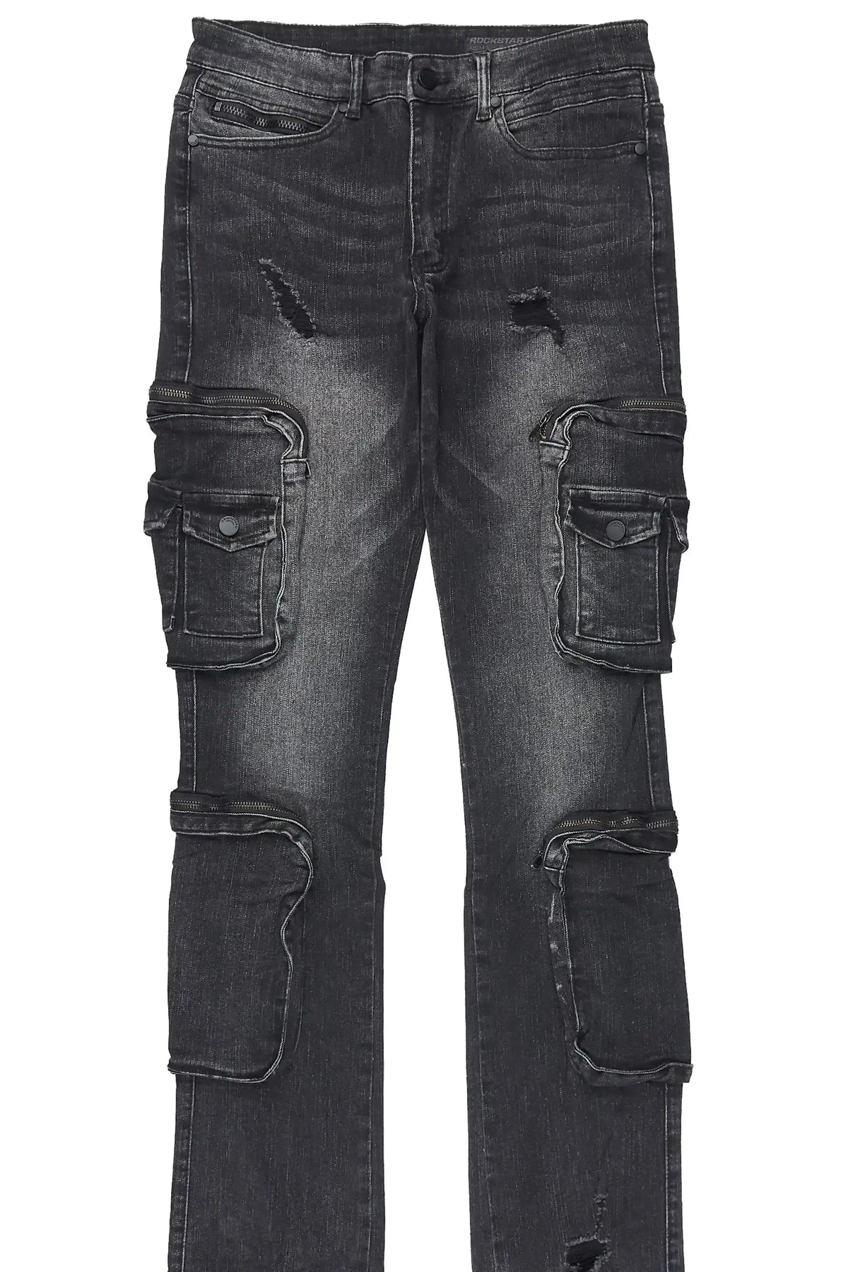 Allen Dark Grey Super Stacked Flare Jean