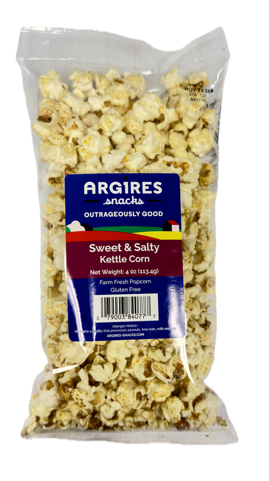 Argires Snacks Sweet & Salty Kettle Corn - 4 OZ 12 Pack