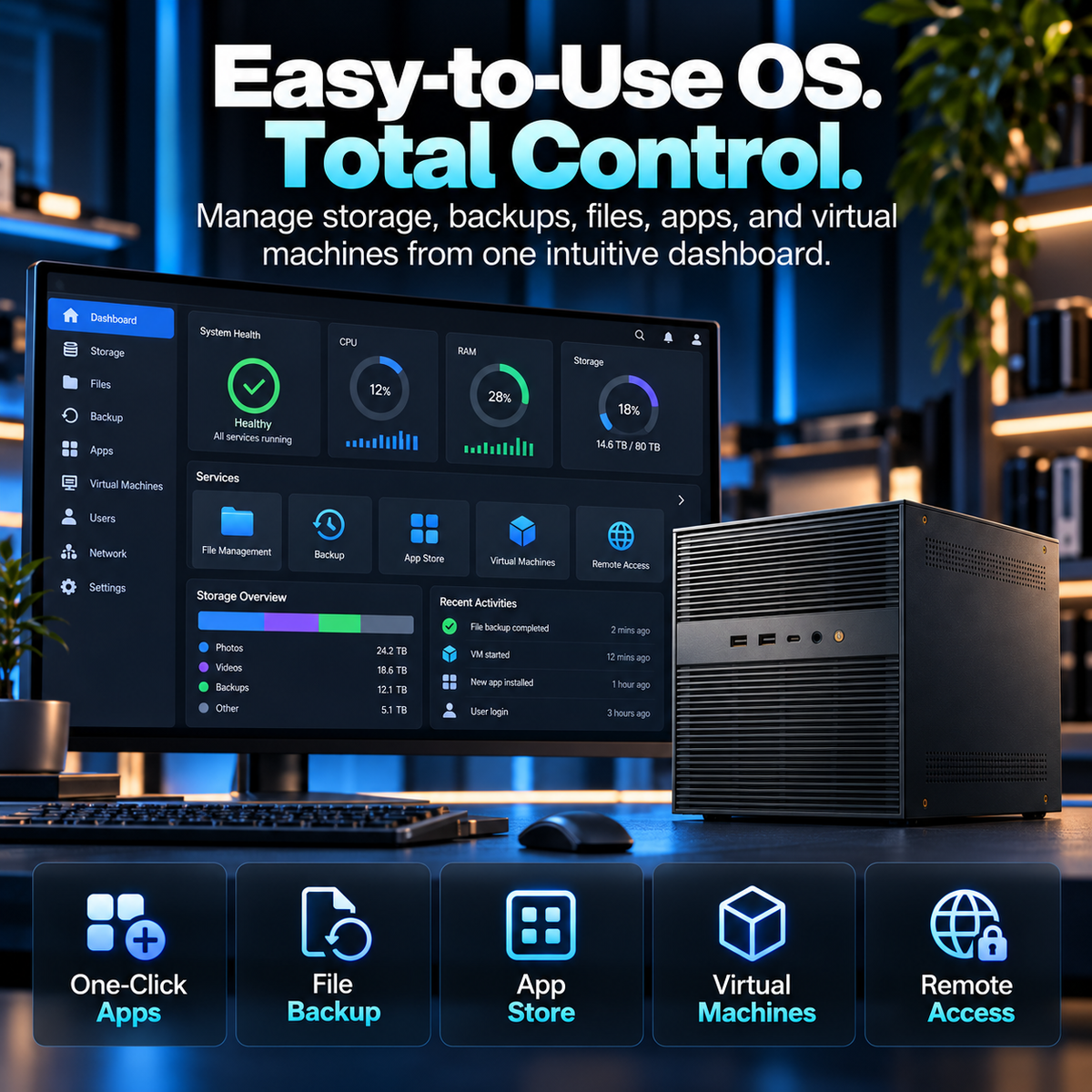 6+4 Bay Hybrid NAS Server, Intel 12th Gen 6-Core