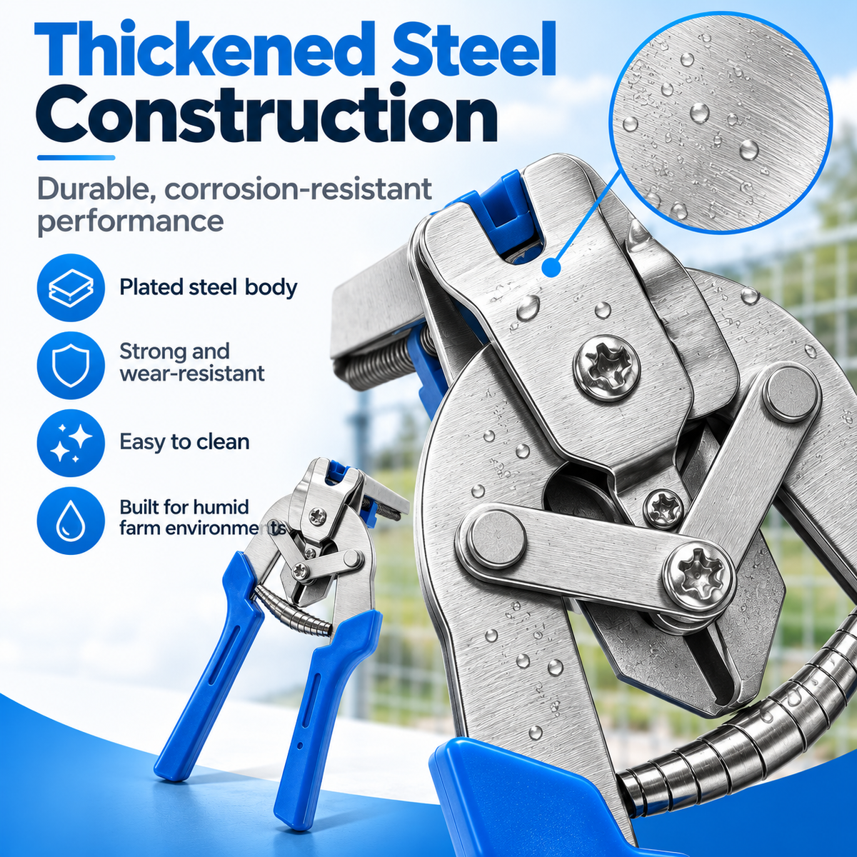 M Clip Cage Pliers, Spring-Assisted Crimping Tool for Chicken Rabbit Wire Cages