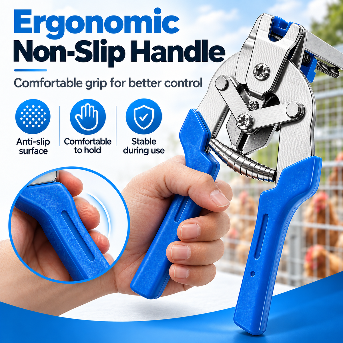 M Clip Cage Pliers, Spring-Assisted Crimping Tool for Chicken Rabbit Wire Cages