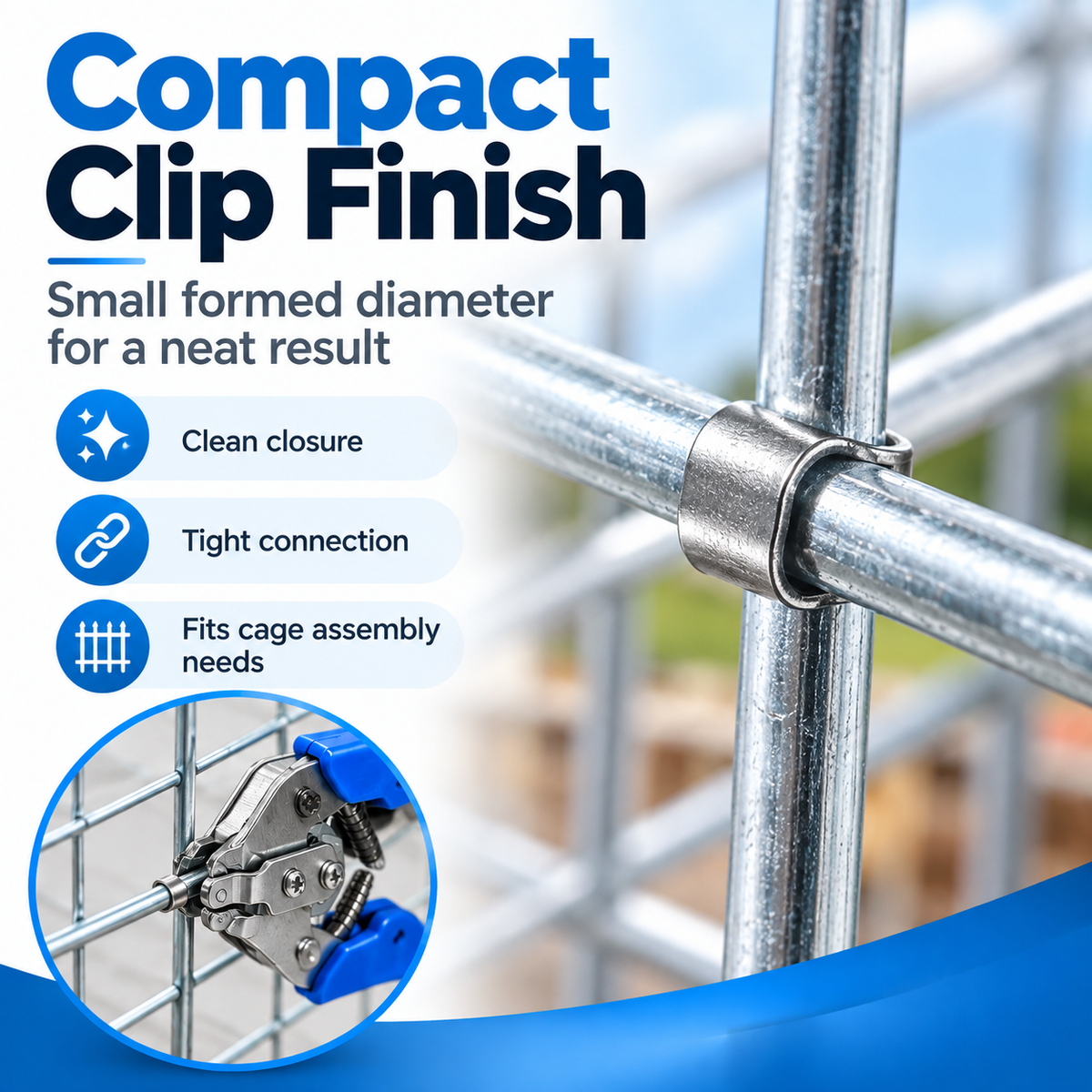 M Clip Cage Pliers, Spring-Assisted Crimping Tool for Chicken Rabbit Wire Cages