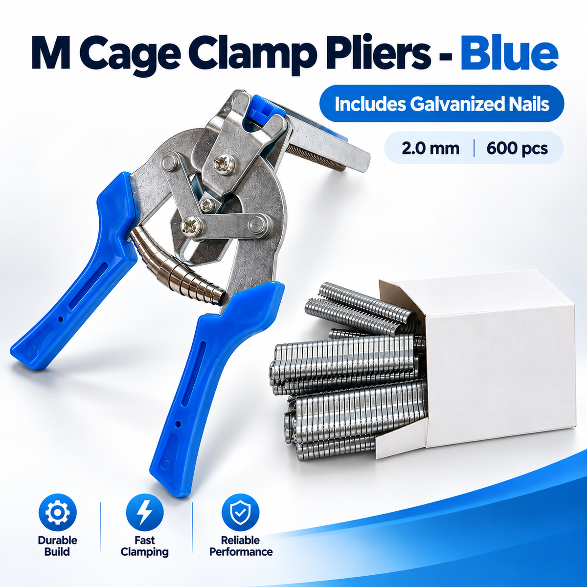 M Clip Cage Pliers, Spring-Assisted Crimping Tool for Chicken Rabbit Wire Cages