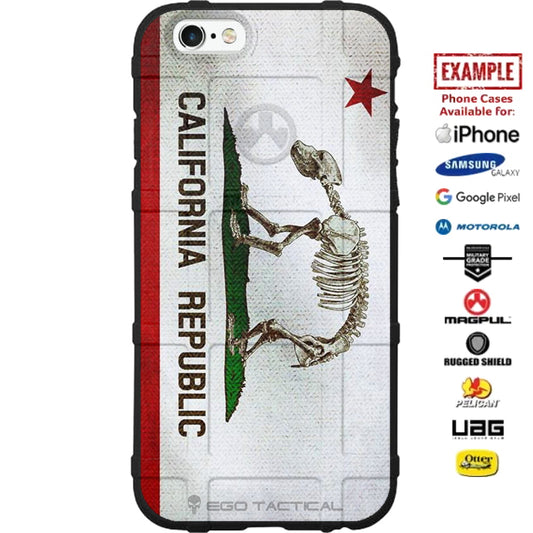 California Republic Bear Bones Flag Custom Printed Case Design for Apple, Samsung, Google & Motorola Phone Models
