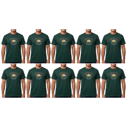 10X Adult Kangaroo Down Under Australia T Shirt Bulk Pack Bottle Green 100 Cotton Souvenir Gift Tee Top