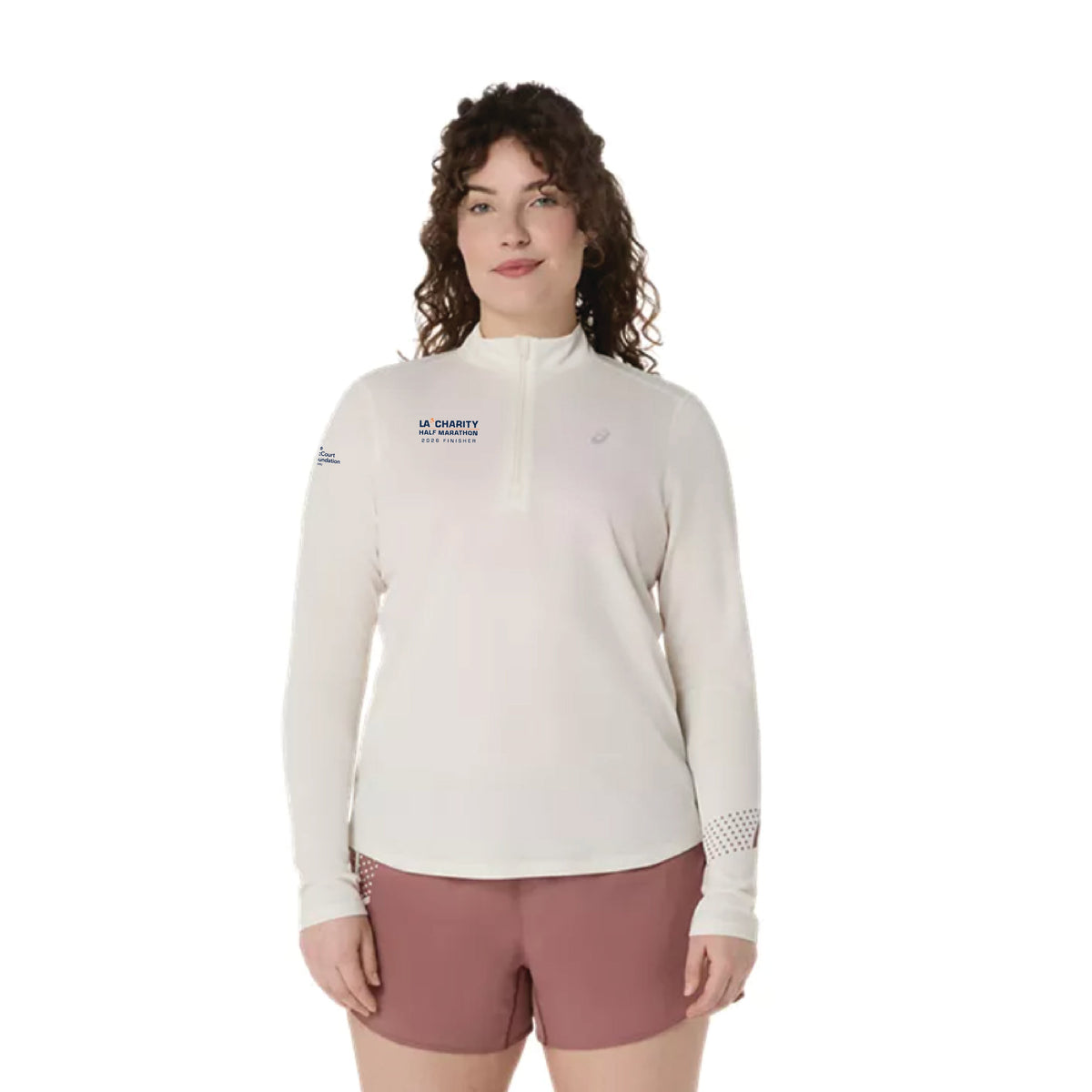 2026 Los Angeles Charity Half Marathon FINISHER - ASICS Women's Icon 1/2 Zip Cream (2012D175) (LA26-40)