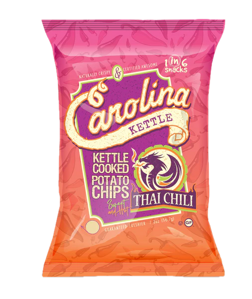 1In6 Snacks Kettle Cooked Potato Chips, Thai Chili - 5 OZ 14 Pack
