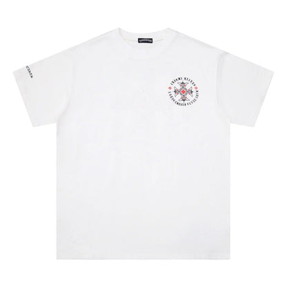 Chrome Heart T Shirts Red Cross Sanskrit Letter Short Sleeve T-Shirt