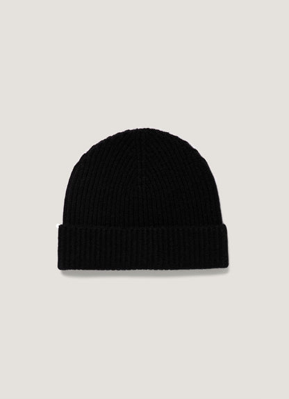 Cashmere Ribbed Hat In Black Ahat9055 Bkaa
