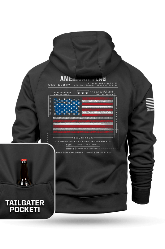 American Flag Schematic - Raglan Tailgater Hoodie