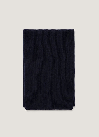 Cashmere Ribbed Scarf In Navy Asca9054 Buaa