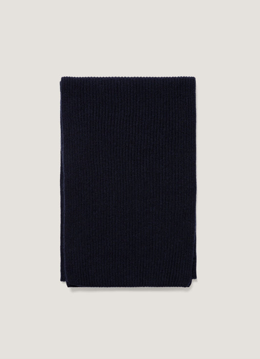 Cashmere Ribbed Scarf In Navy Asca9054 Buaa