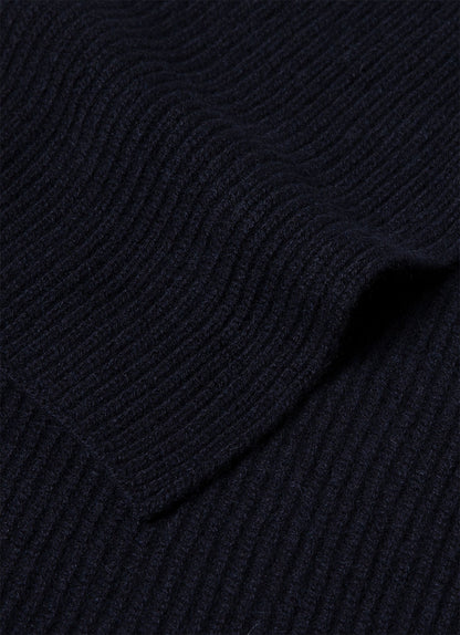 Cashmere Ribbed Scarf In Navy Asca9054 Buaa