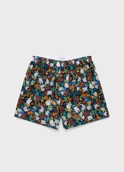 Mens Classic Boxer Shorts In Liberty Fabric In Futuristic Floral Mbox4701L Bkbl